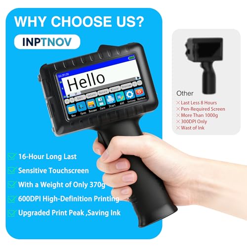 Portable Batch Code & Expiration Date Printer with 42ml Fast-Dry Ink for Barcode