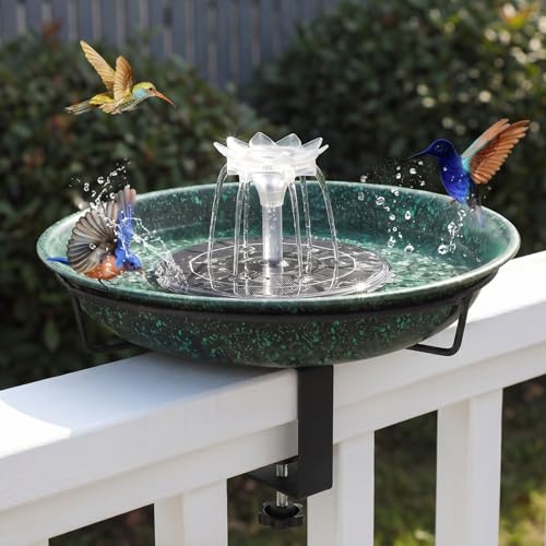 Solar Railing Bird Bath Fountains for Hummingbirds