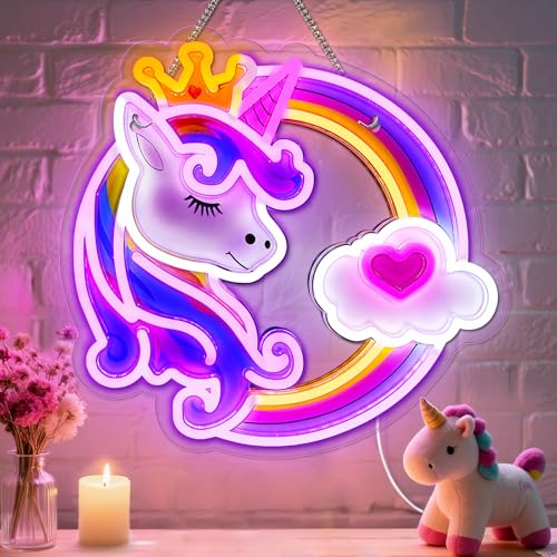 10 Adjustable Dimmable Colorful Rainbow Unicorn Neon Lights for Girls Room