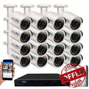 GW Security 16 Channel 4K NVR 5MP POE Audio & Video Smart AI Security Camera System - 16 x 5MP 1920P Weatherproof Bullet Cameras