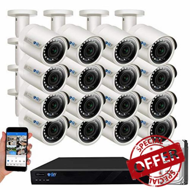 GW Security 16 Channel 4K NVR 5MP POE Audio & Video Smart AI Security Camera System - 16 x 5MP 1920P Weatherproof Bullet Cameras
