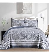FineStichery Floral Bedspreads King Size Extra Large, 120x120 Oversized Quilt Bedspread Coverlet,...