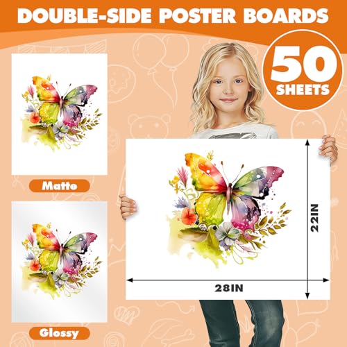 22" x 28" White Poster Paper Bulk | 250GSM/92LB Heavy-Weight Blank Poster Board for Arts