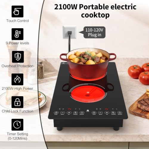 110V 2100W Electric Stove Top with LED touch Control
