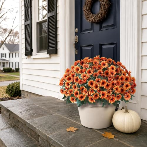 UV Resistant Faux Daisy Autumn Potted Plant