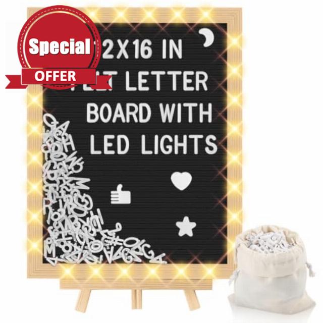 12x16 in Felt Letter Board with LED Lights