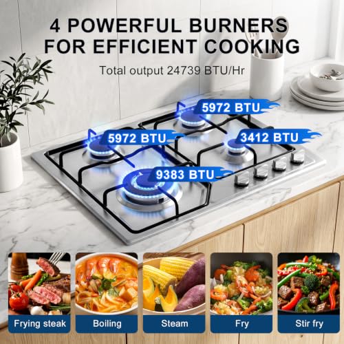 4 Burners Gas Stove Stainless Steel