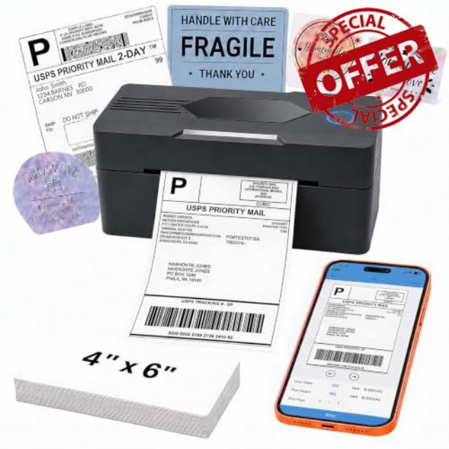 Bluetooth Thermal Shipping Label Printer