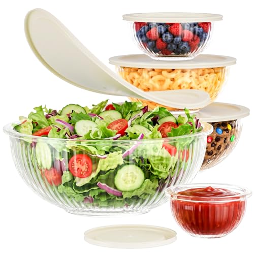 Borosilicate Nesting Glass Bowls (3.7-2.1-1-0.5-0.2QT) for Baking