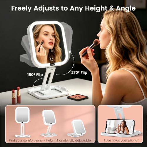 Rechargeable Lighted Mirror with Digital Display