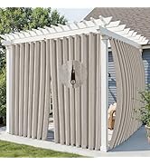Arfntevss Linen Outdoor Curtains for Patio Waterproof with Zipper Blackout Curtains 2 Panels Top ...
