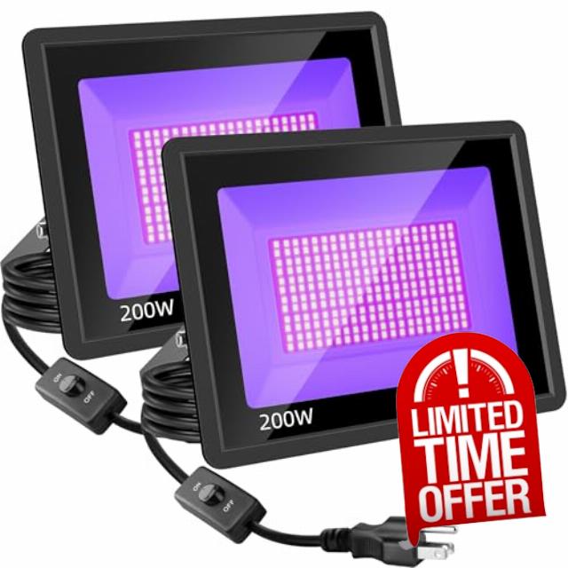 2 Pack 200W LED Black Lights