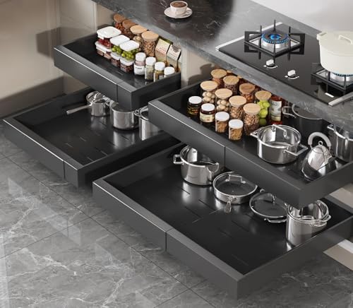 Full Extension 3 Slide Rails Slide Out Drawers With Raising Pad for Framed Cabinets
