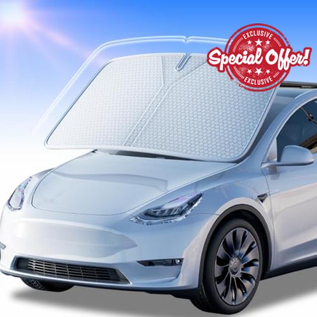 Cooling Graphene Dual-Layer Windshield Sun Shade for Model 3/Y 2014-2026 | Heat-Blocking Layer