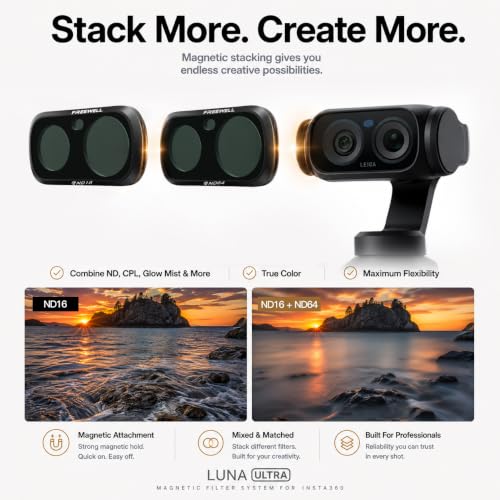 and ND64 filters for cinematic shutter control in daylight.