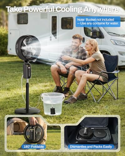 Portable Standing Oscillating Fan with Mist System