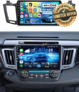 [4Core+32G] Car Radio for Toyota RAV4 2013-2018: 5GWiFi 10.1 Inch 1280 * 800 Touchscreen Stereo with Apple CarPlay Android Auto Bluetooth GPS Navigation FM SWC RDS Mirror Link 1080P Backup Camera