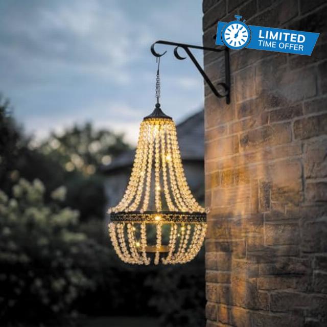 BAYN 28” Hanging Solar Chandelier Outdoor Lantern | Classic Design