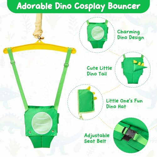 Easy to Assemble & Store (with a Ceiling Hook) - Green Dinosau
