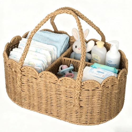 Paper Rope Storage Baskets Nursery Bin with Removable Divider