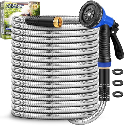 Stainless Steel Metal Hose with 10 Function Nozzles | Flexible Water Hose
