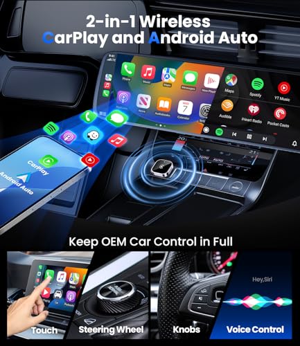 Fast Seamless Use Supports 1000+ Cars with Built-in Wired Car Play/Android Auto Compact Sleek Design Car Adapte