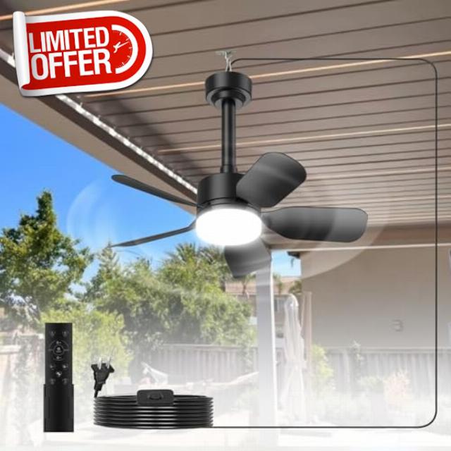 Small Ceiling Fan with Light & Remote