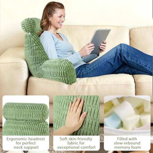 Standard) | Back Support Pillows for Bed Sitting Up with a Cylindrical Pillow and Lumbar Pillow