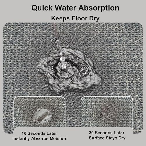 Sturdy Faux Linen Woven Bath Mat for Curved Shower