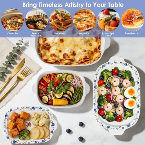 Bakeware Set Baking Pan Lasagna Pan with Lids & Handles 4 Pcs Set (13x8 Inch+ 8x6 Inch