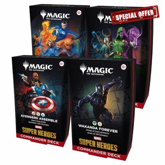Magic: The Gathering | Marvel Super Heroes Commander Deck Bundle - Includes All 4 Decks (Avengers Assemble