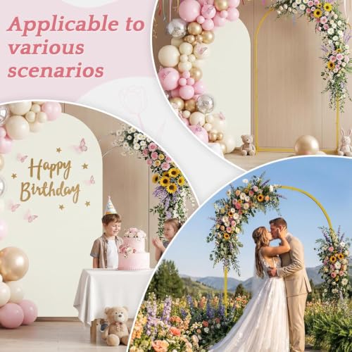 Beige Gold Wedding Backdrop Arch Stand with Cover