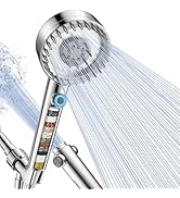 Fitespot Filtered Shower Head with Filters, High Pressure 6 Spray Modes Rain ShowerHead for Hard ...