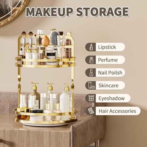 Perfume Shelf with Makeup Brush Holder Stores Skincare and Cosmetics