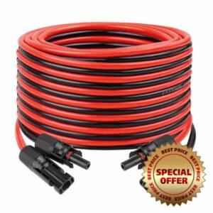 Solar Extension Panel Cable - 10AWG 30FT Tinned Copper Red & Black Parallel 10 Gauge PV Wire with Solar Connectors Weatherproof Photovoltaic Wire for RV