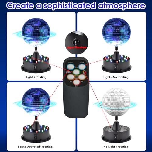 6-12RPM Adjustable Speed DiscoBall Spinner 18LEDs for 8~24'' Large Heavy Duty Mirrorball Motor