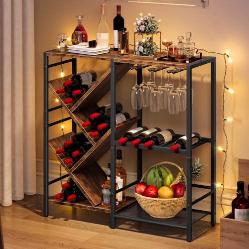 Modern Liquor Cabinet with Wine Rack & Glass Holder