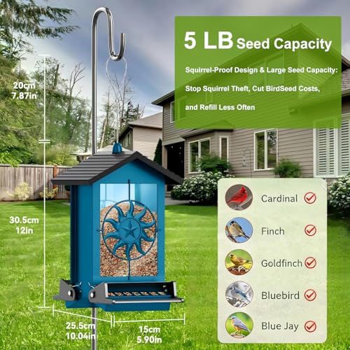 Weatherproof Durable Hanging Bird Feeder for Backyard