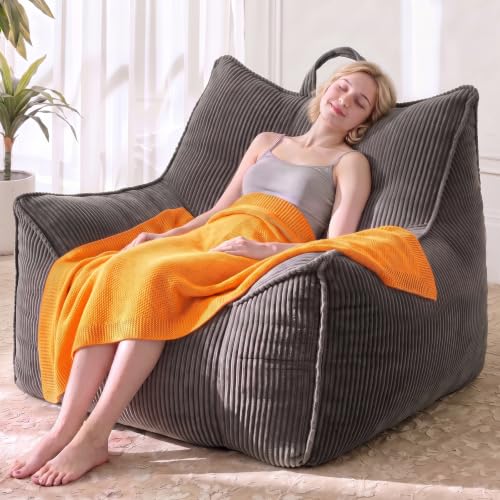 Reading & Gaming Giant Corduroy Bean Bag Couch with Lay-Back Design