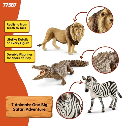 Zebra Giraffe Monkey Alligator Cheetah Hippo Lion Figurines