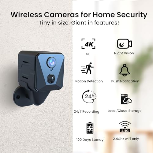 4K HD Mini Nanny Cam for Home with Night Vision