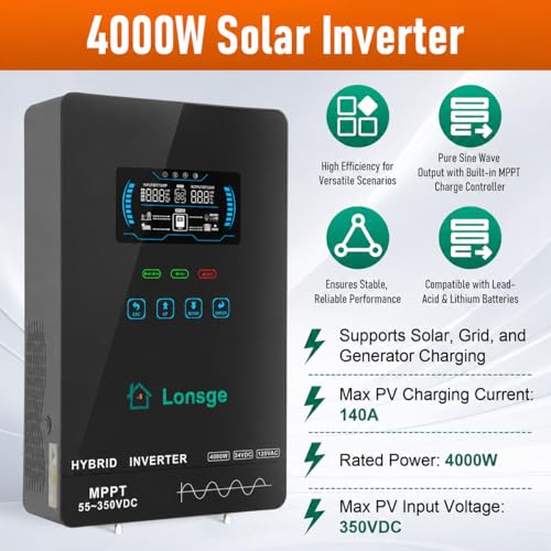 Pure Sine Wave Inverter with Built-in 140A MPPT Charge Controller