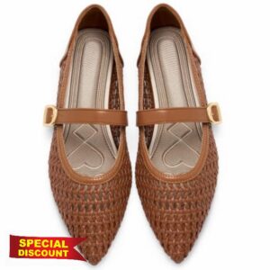 Ecetana Women's Mesh Mary Jane Ballet Flats Comfort Woven Pointed Toe Shoes                                                          Lightweight Breathable Fishnet Flats with Memory Foam Insole for All-Day Comfort Adjustable Strap Casual Daily Dress Shoes