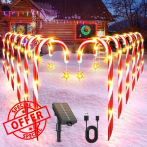 12 Pack Christmas Decorations Outdoor Solar Candy Cane Lights