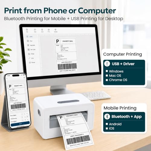 4X6 Wireless Label Printer USB Shipping Label Maker for Small Business