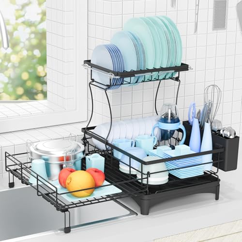 Extendable Dish Rack with Drainboard