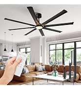 Obabala 60 in Black Ceiling Fan No Light with Remote Control, Outdoor Ceiling Fans without Light,...