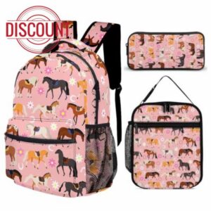 3PCS Flowers&Horse Backpack Set