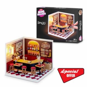 Mini Brands Mini Spaces Here’s Cheers By ZURU                                                          DIY Mini Spaces build & customize kit; light-up miniature bar scene; display Mini Brands miniatures and figures; gif