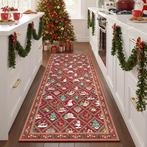 Santa Non Slip Washable 6 ft Long Runner Rugs with Rubber Backing